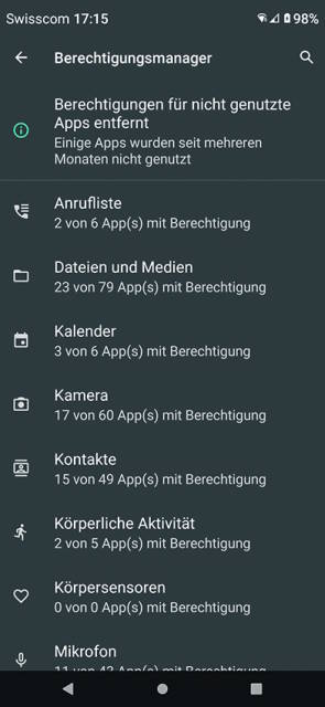 Screenshot Berechtigungsmanager