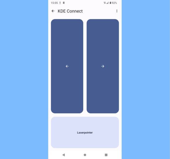 Die Blättern-Schaltflächen und jene für den Laserpointer in KDE Connect unter Android