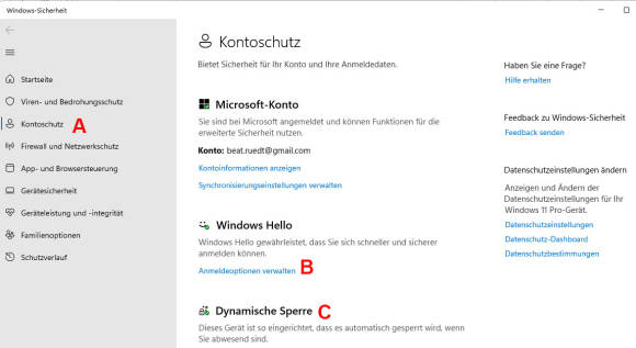 Bild 5: Legen Sie unter dem Punkt Kontoschutz fest, wie Sie sich bei Windows anmelden