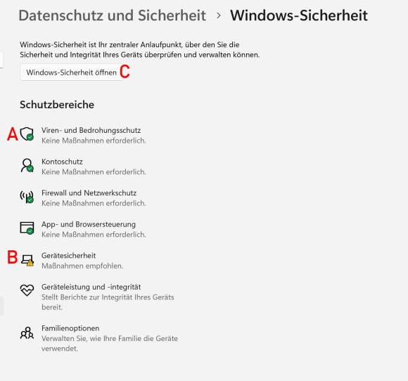Bild 2: Gibt es Probleme? Im Abschnitt Schutzbereiche sehen Sie es auf einen Blick.