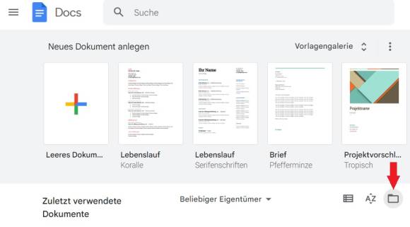 Bild 6: Hinter diesem Ordnersymbol finden sich all Ihre Google-Dokumente