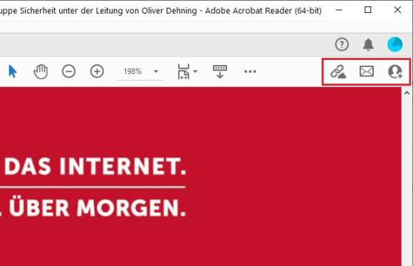 Bild 11: Über die drei Symbole geben Sie Dokumente frei oder versenden sie per Mail