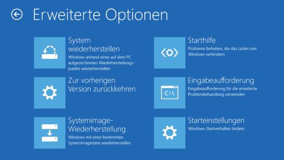 Bild 7: Die erweiterten Startoptionen von Windows bieten noch einige Möglichkeiten mehr