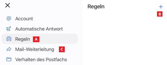 Bild 1: Die Regeln werden bereits auf dem Server abgearbeitet, also noch bevor sie den E-Mail-Client erreichen